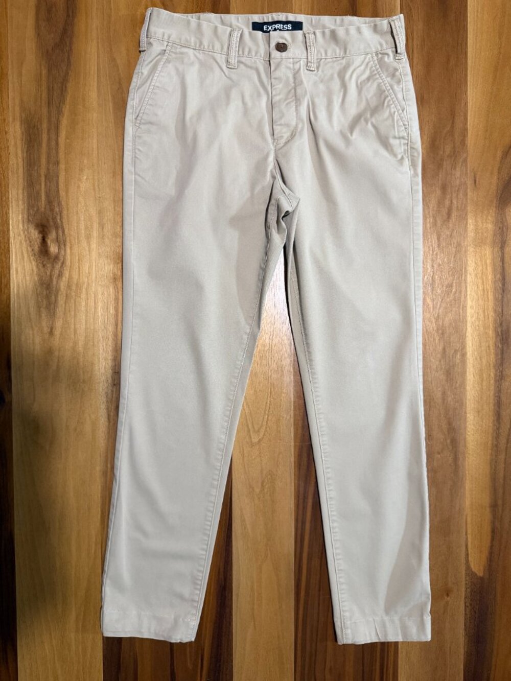 Express Men’s Khaki Chino Pants Skinny Stretch 29x30 Tan Casual Dress